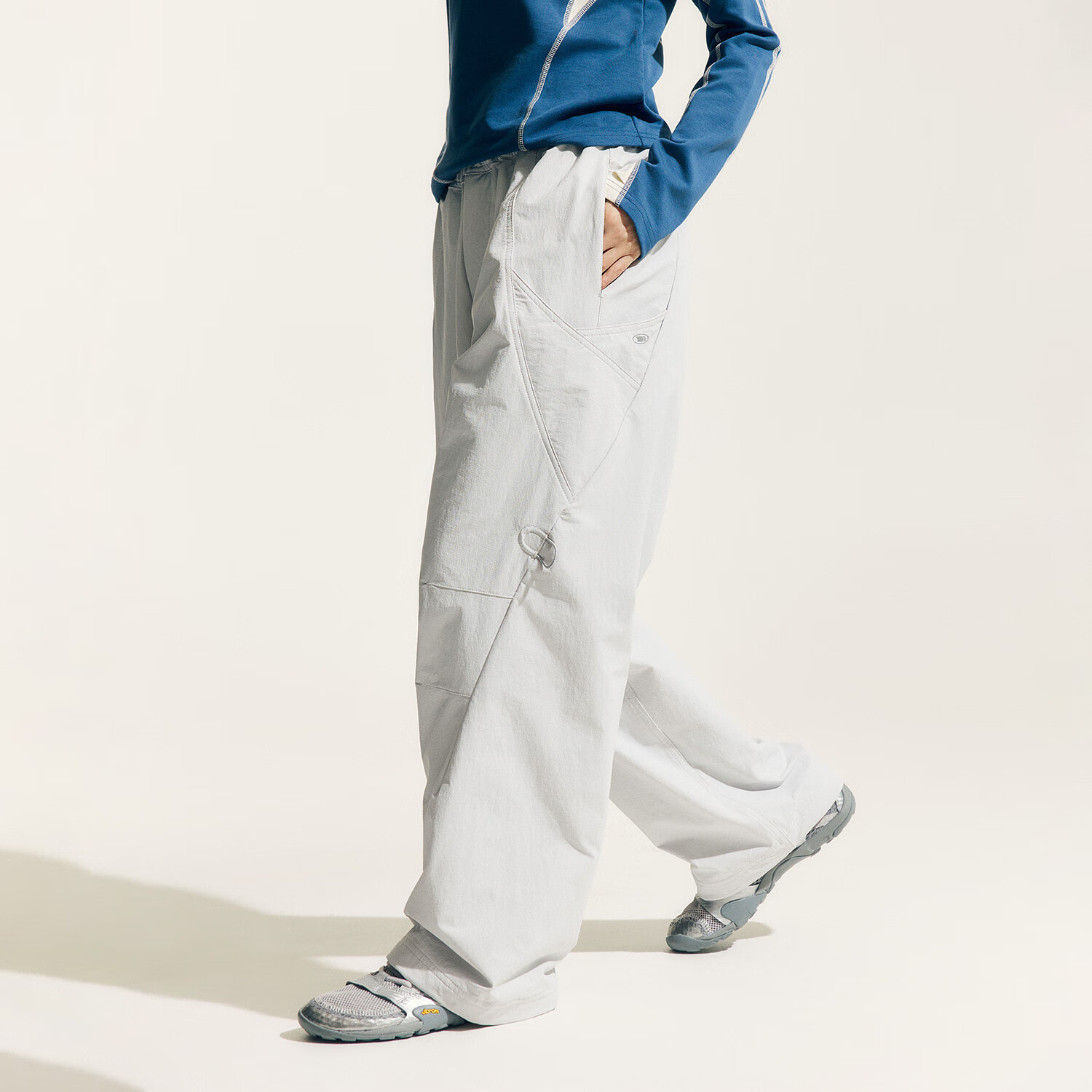 NORYBRAND 24FW城市户外弧线结构登山布长裤 简约运动通勤休闲裤 卡其色 L