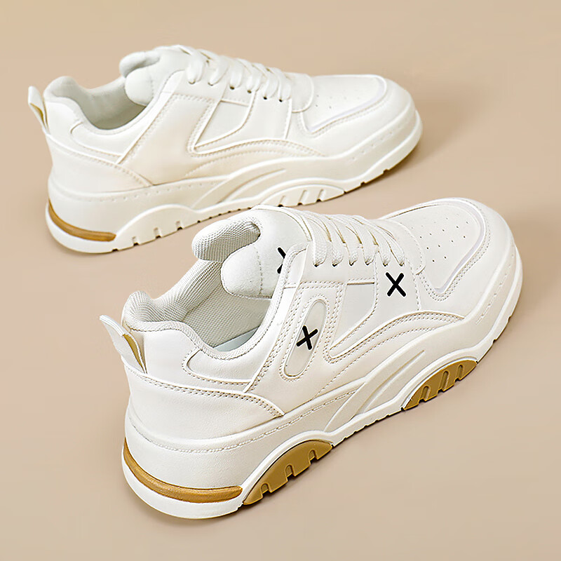 西域骆驼(vancamel)小白鞋女2024新款春季厚底休闲板鞋学生轻便运动鞋