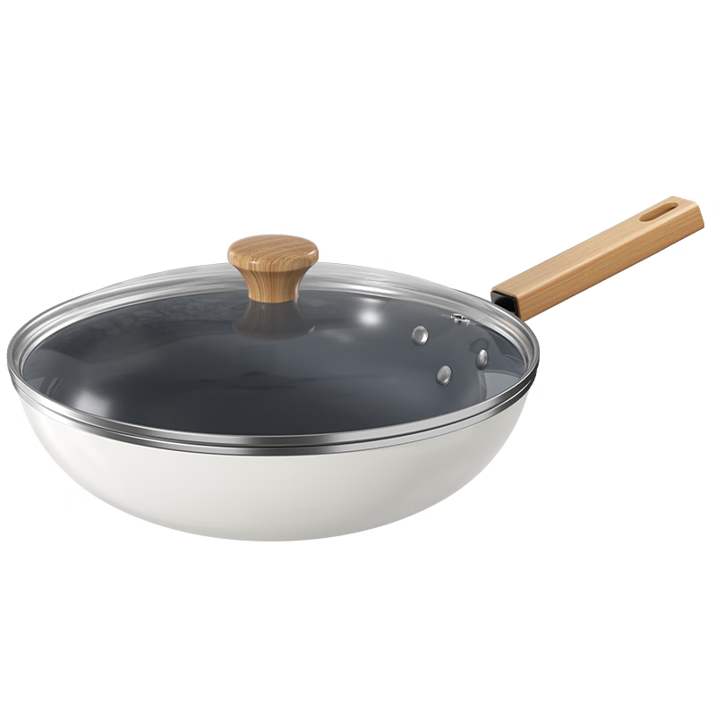 PJ宣白搪瓷不粘炒锅家用炒锅厨房炉灶通用锅30搪瓷不粘炒锅G盖铲 1cm 铲1cm