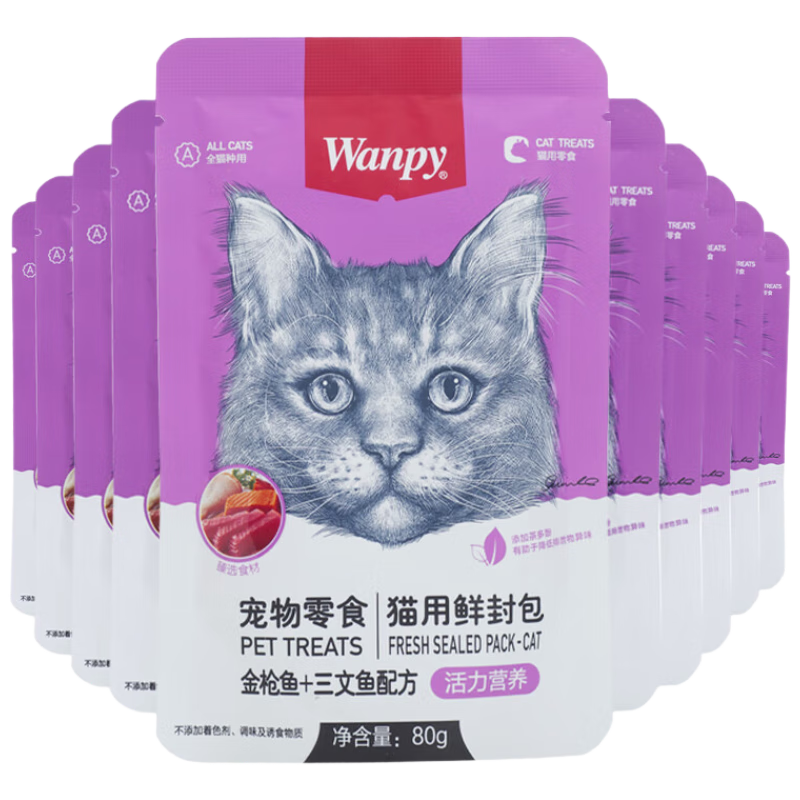 ��Ƥ��Wanpy��è��ʳ��ǹ���������ʷ��800g(80g*10��)èʪ��è������ͬ��