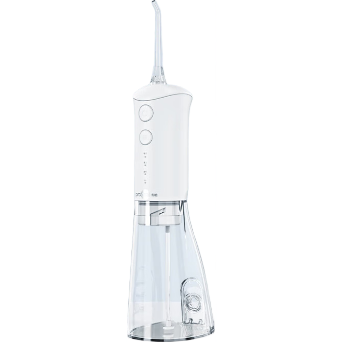 博皓（prooral）冲牙器便携式牙齿冲洗器家用电动洁牙器水牙线 正畸专用清洗器牙垢去除医用洗牙器 节日礼物 F38 白色-标配2支喷嘴