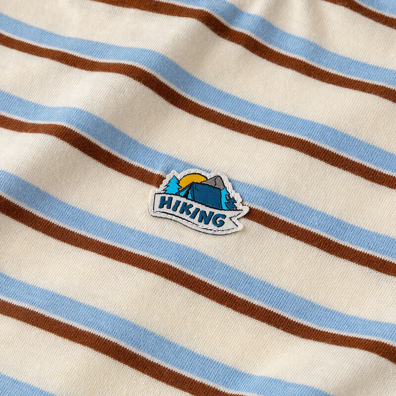 嘟嘟家宝宝T恤春秋撞色条纹儿童打底衫秋款男童秋装内搭女童童装潮 紫色 100cm