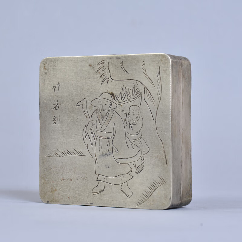 【包老带证书能典当】竹岩刻铜墨盒(四)