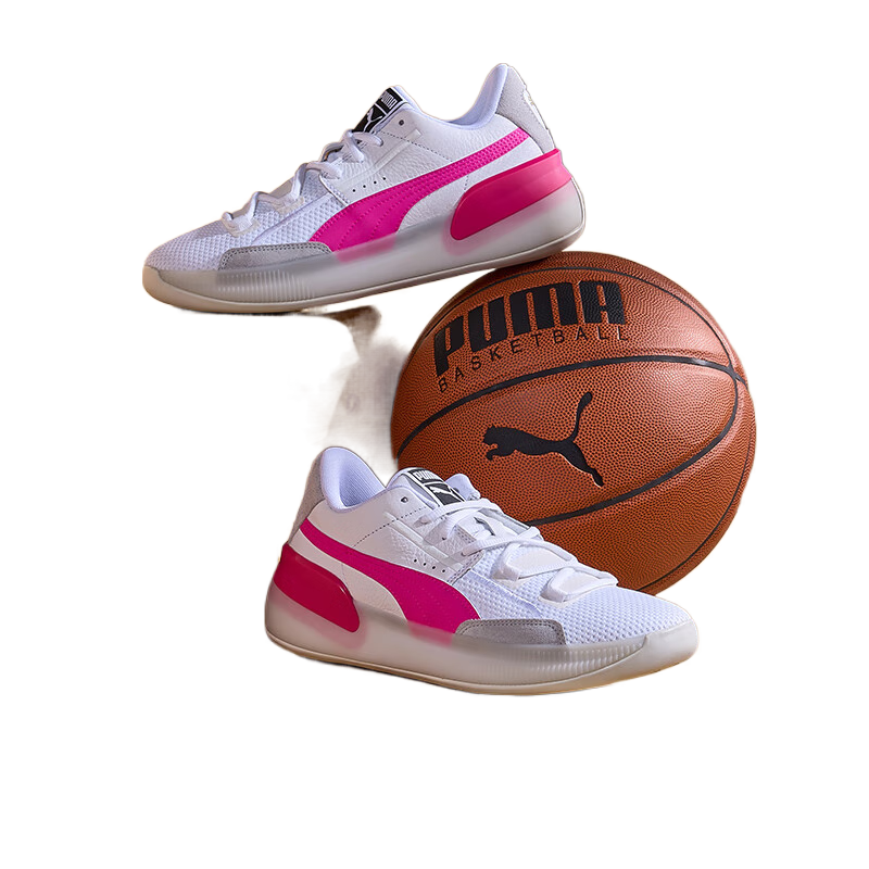 彪馬（PUMA）鄒陽同款緩震防滑耐磨透氣實(shí)戰(zhàn)籃球鞋男女全掌運(yùn)動(dòng)鞋CLYDE193663 白-粉紅-03 42