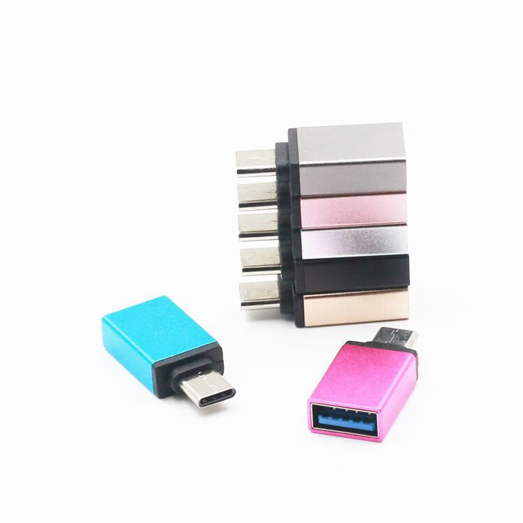 USB转Typec转接头Typec转USB otg转接头usb适配器手机OTG转接头 Type-C铝合金转接头（黑色