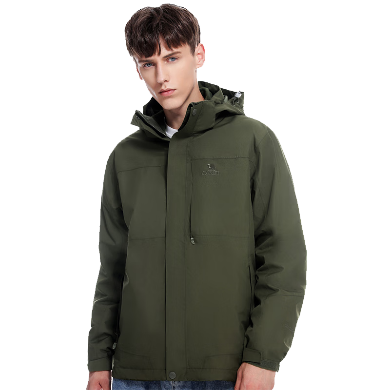 駱駝（CAMEL）戶外沖鋒衣 三合一加絨加厚防水情侶款外套登山服裝A9W214119AX