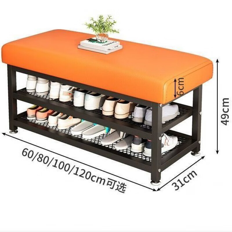 朵貌德国品质换鞋凳家用门口客厅穿鞋凳入户鞋柜坐凳一体储物坐垫鞋架 科技布加厚【高回弹】灰色 【碳钢白色】1米*50*32