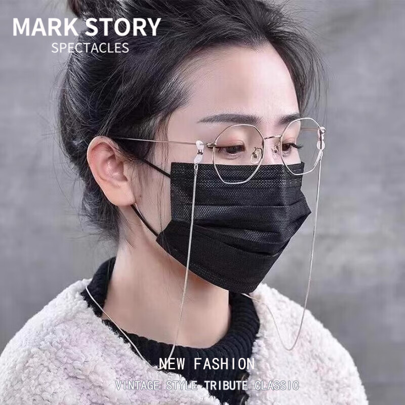mark story眼鏡鏈女鈦鋼掛脖復(fù)古洛麗塔太陽(yáng)眼睛鏈條掛繩男墨鏡鏈子 蛇骨鏈-銀色
