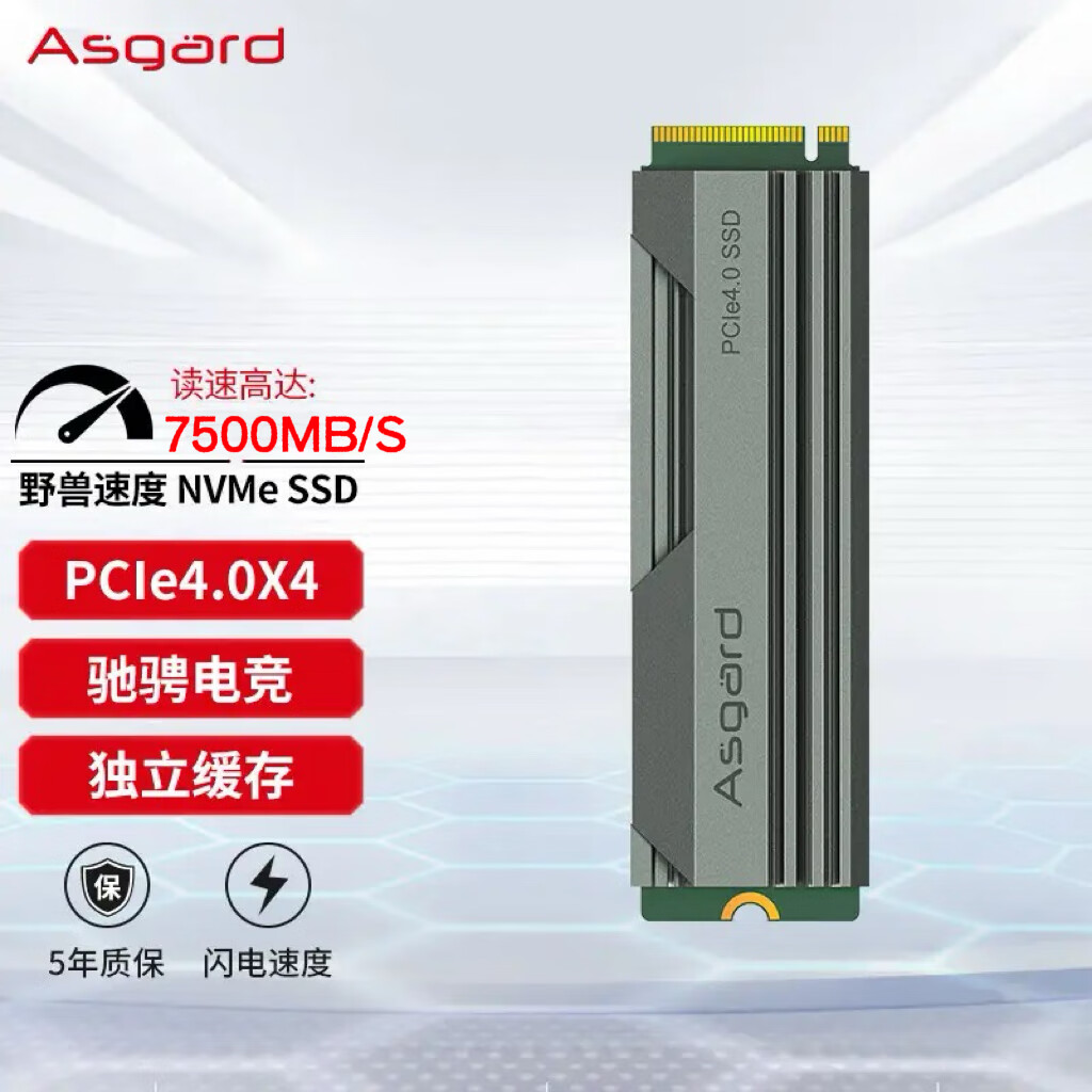 阿斯加特阿斯加特(Asgard)AN4+ 1T固态 PCIe 4.0高速固态PS5可用读7000MB AN4+ 1TB 高性能款7500 长江存储联芸主控