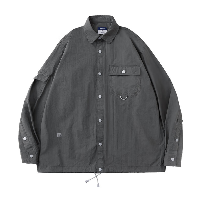 ben.panda熊猫本衬衫男多口袋情侣上衣 深灰色 l