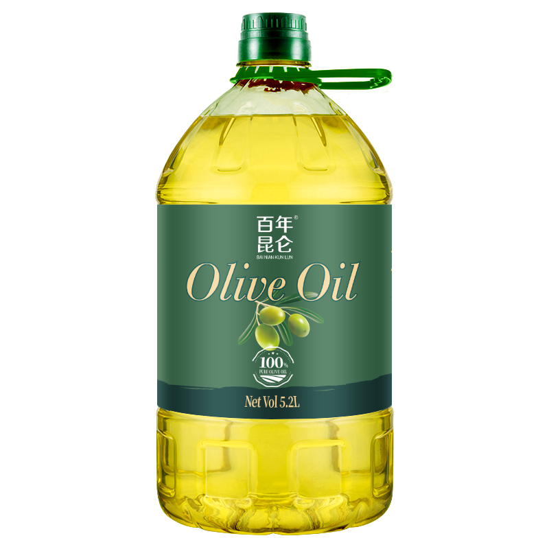 百年昆仑纯正橄榄油5.2L食用油冷榨西班牙原油热炒油橄榄油5L加量