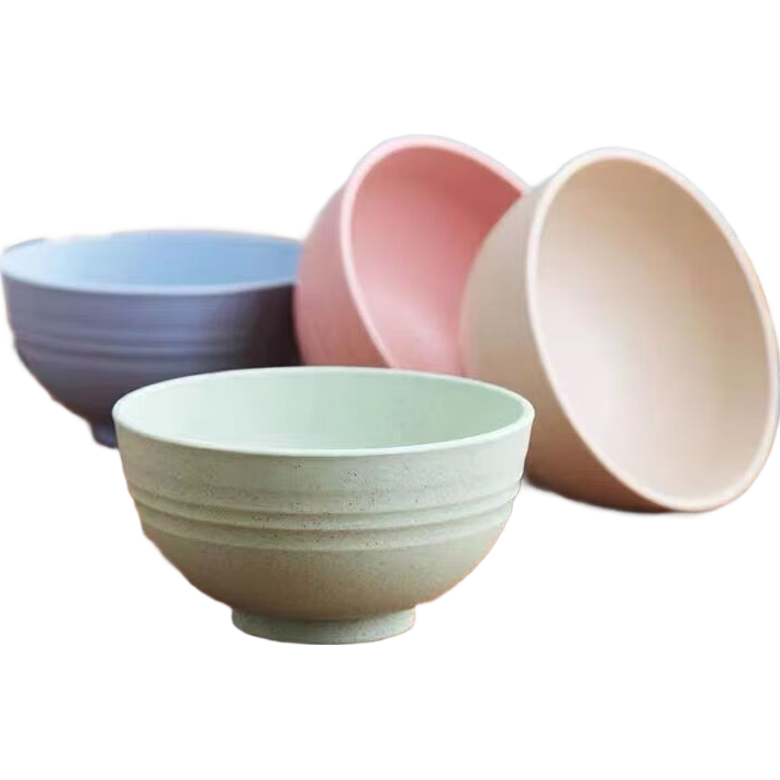 小麦秸秆防摔碗家用汤碗米饭碗泡面碗塑料碗学生儿童餐具套装 大号防摔碗【1个装】颜色随机