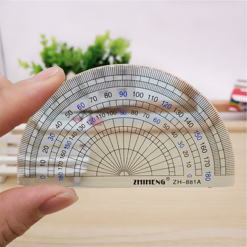 180度绘图尺角度尺透明加厚量角器环保塑料半圆学生画画量具360度 1个