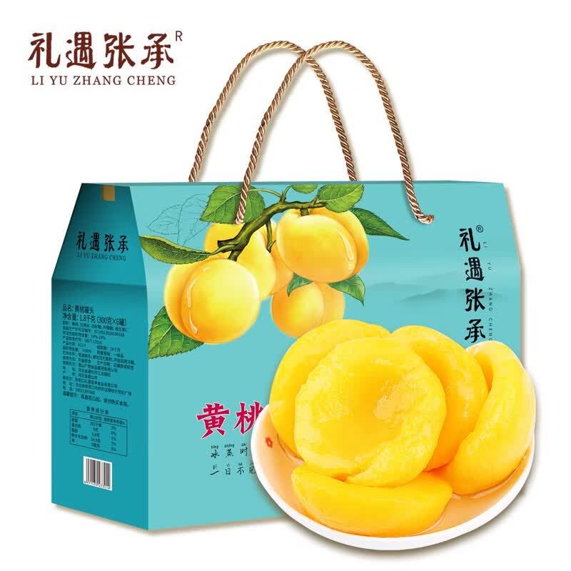 礼遇张承河北馆 黄桃罐头 300g*6罐礼盒装新鲜糖水罐头