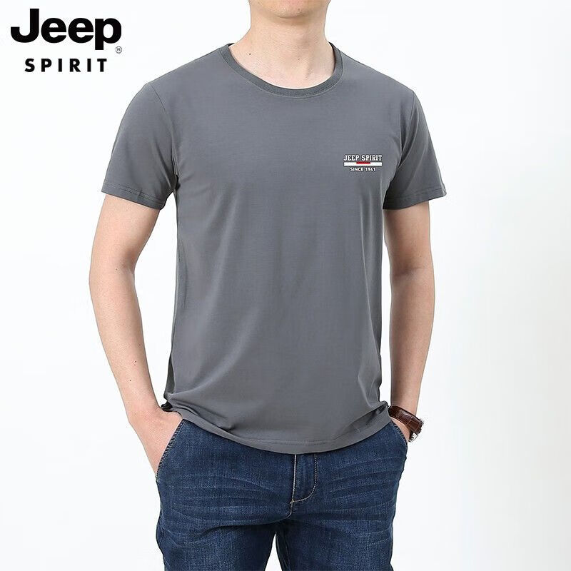 jeep短袖t恤男棉质微弹商务休闲圆领logo印花秋季新款男 hl-279048深