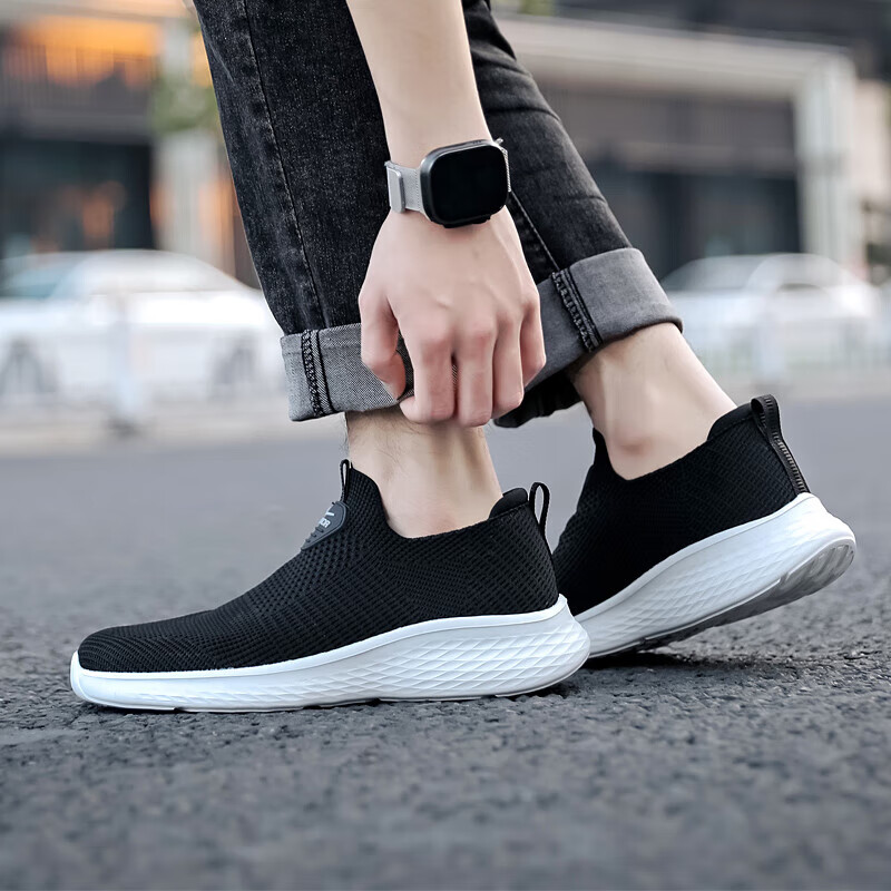 回力男鞋休闲鞋透气运动鞋一脚蹬轻便软底跑步鞋 wl(ab)-0644 黑色 41