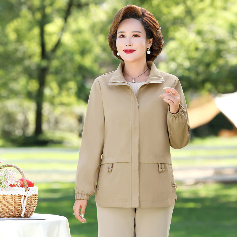 百鹿威妈妈衣服50到60岁春装外套春秋女岁2024中老洋气开衫短款上衣