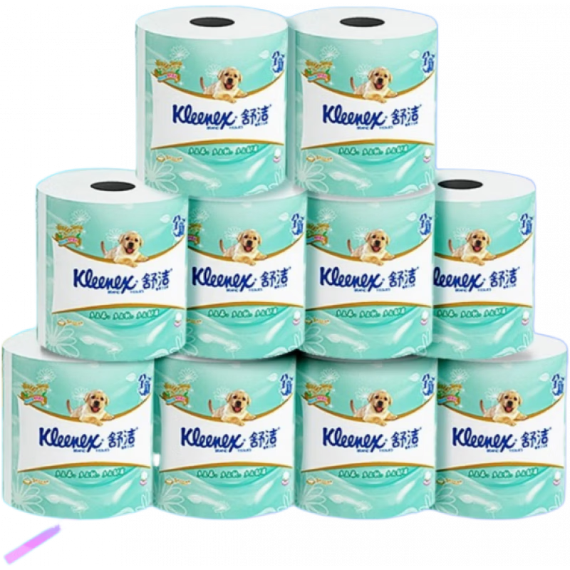 舒洁（Kleenex）绿茶洋甘菊3层250节加厚印花原生木浆柔软蓬松卫生纸 3层 130g/卷*10卷 绿茶洋甘菊 10卷