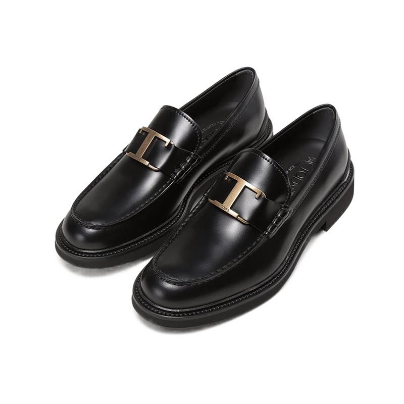 托德斯（TOD’S ）新品 男士厚底乐福鞋单鞋皮鞋礼物男 XXM06H0ER61LYG XXM06H0ER60LYGB999 黑色T形饰扣 42 /品牌原码 8