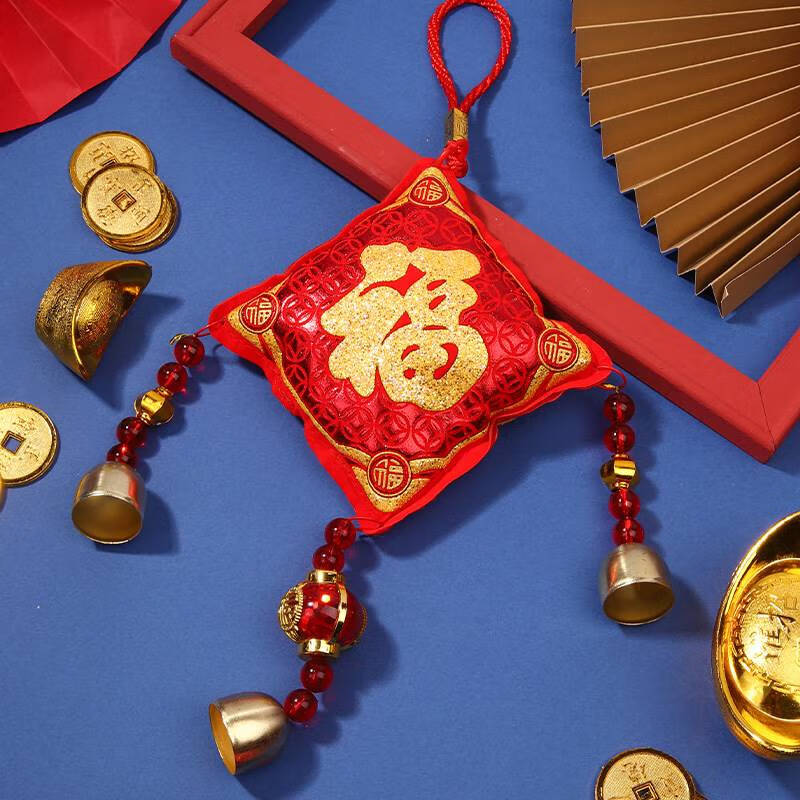 2024新年装饰挂件龙年国潮醒狮风铃挂饰门挂客厅墙面玄