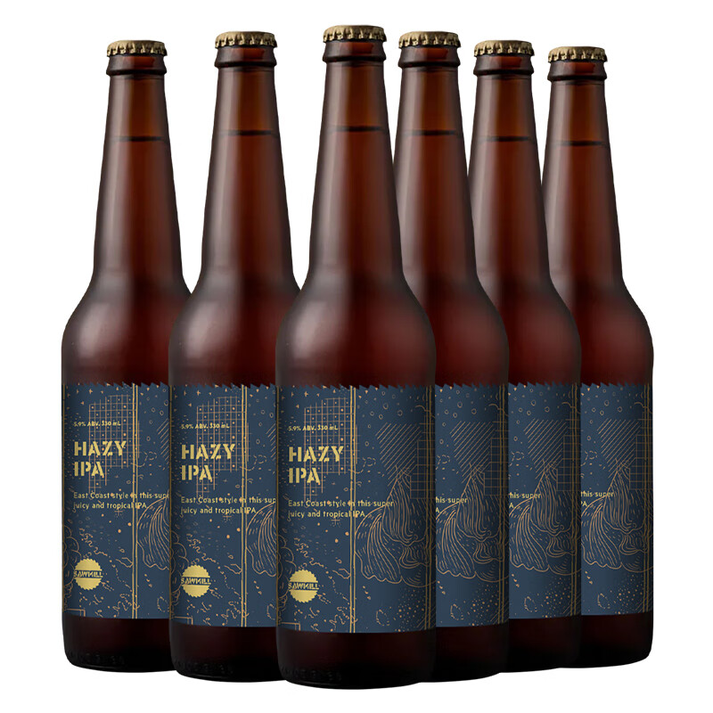 锯厂新西兰进口精酿啤酒 浑浊IPA皮尔森口粮啤酒 浑浊IPA 330mL 6瓶