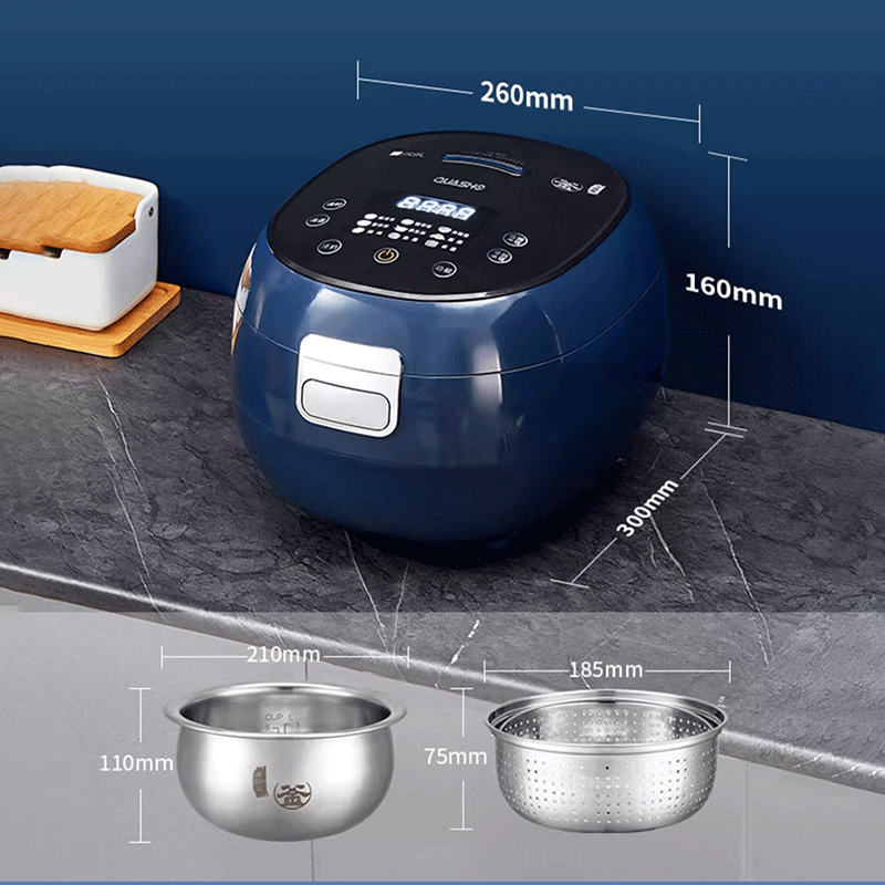 千寿日本无涂层多功能低糖电饭煲米汤分离沥米饭捞米蒸饭锅电饭锅家用1-4个人QS-A03E 宝蓝色 3L -304球釜母胆+沥糖胆 1-4人用