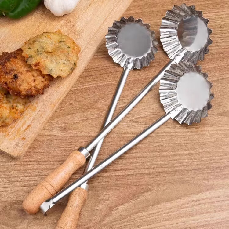 油墩子模具炸萝卜丝饼 不粘虾饼油炸小吃工具油端子饼墩 木柄-大号