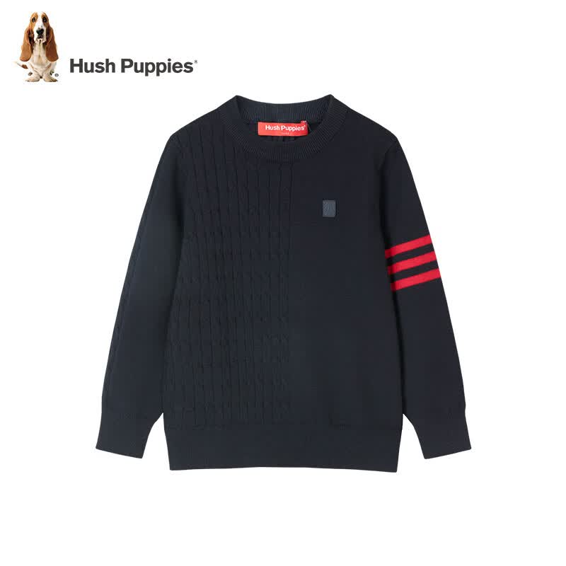 暇步士（Hush Puppies）童装儿童男女童毛衣春秋新款时尚休闲儿童线衣针织打底衫 奶油色 150
