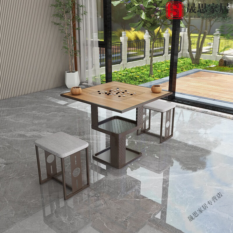 家小优国学中国象棋桌子围棋桌子一桌四凳架空层棋牌桌椅组合休闲桌桌