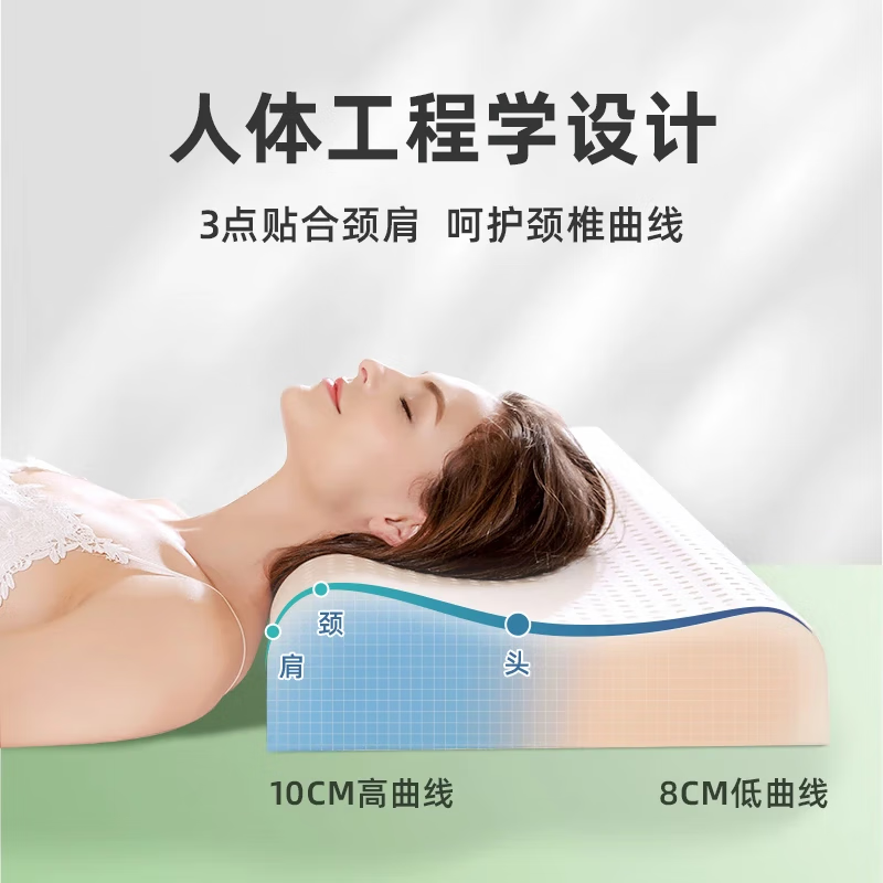 泰嗨(TAIHI)天然乳胶枕头泰国进口颈椎枕芯橡胶枕头乳胶枕芯带枕套睡眠专用 泰象吉祥狼牙枕 【8/10】 一对装