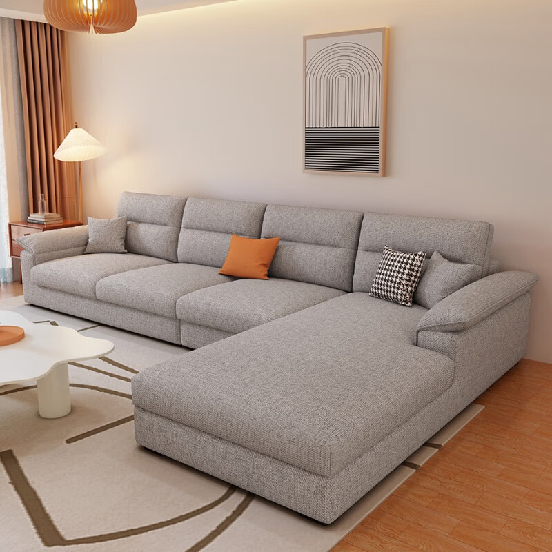 棉麻布2024新款布艺沙发棉麻可拆洗简约现代客厅 浅灰 棉麻/ 左贵妃