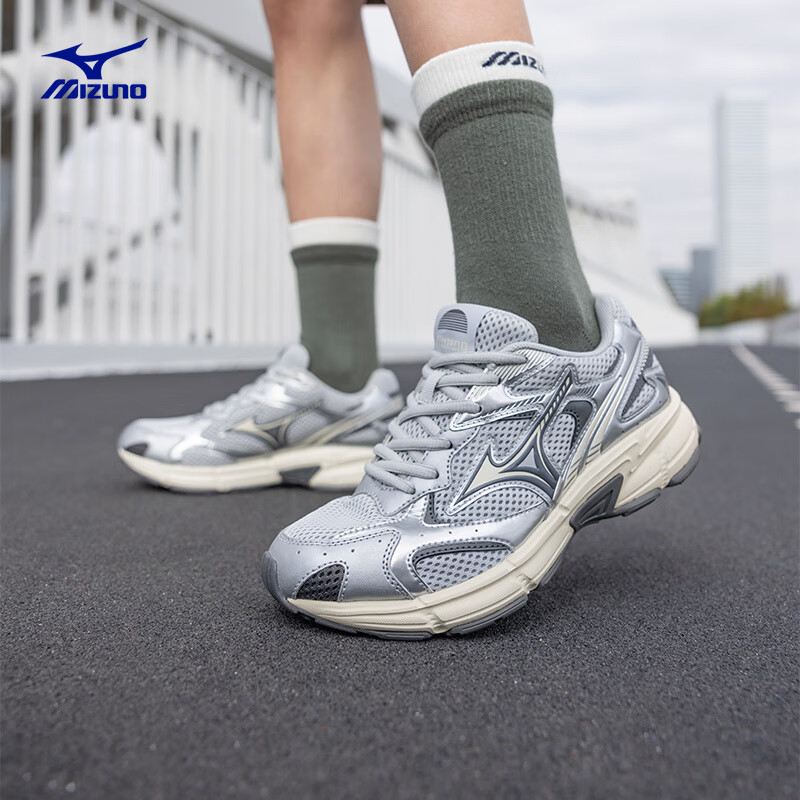 美津浓(MIZUNO)Mizuno运动鞋跑步鞋潮流复古Y2K千禧风格慢跑老爹运动跑步鞋SPEED 13/幻想银 36