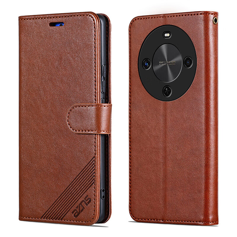AZNS 华为麦芒30手机壳翻盖式皮套智选TYH641M保护防摔5G前后全包软壳侧翻插卡钱包式复古商务男女新款 棕色