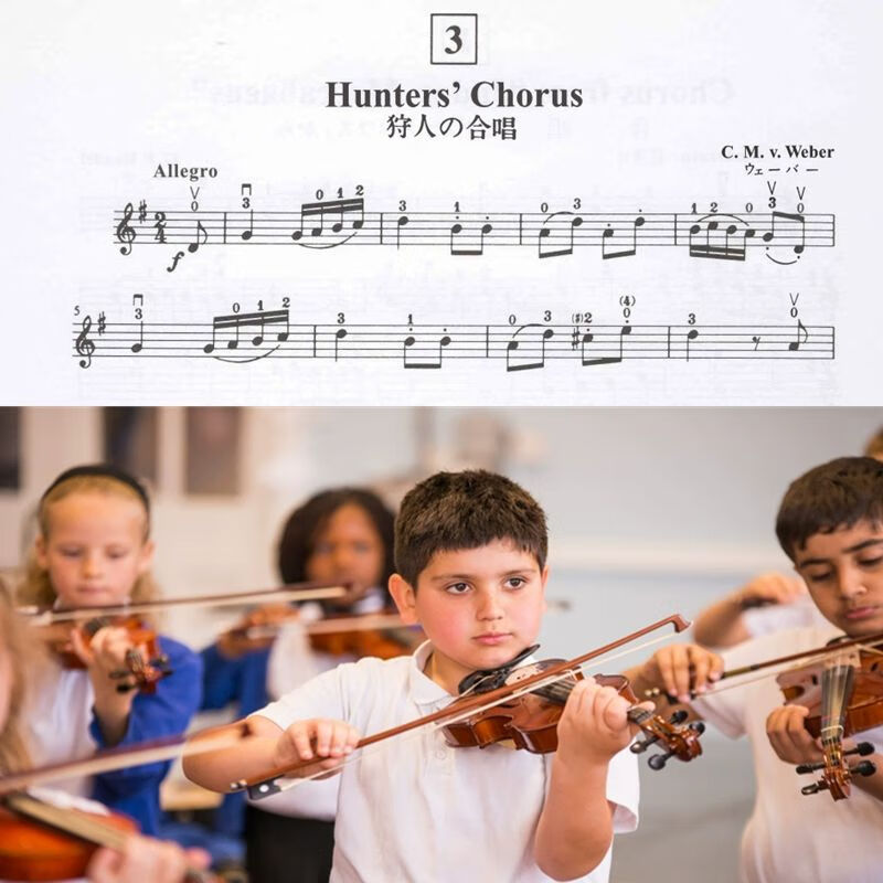 猎人的合唱 初学乐曲 铃木 小提琴谱 钢伴谱 伴奏音频 示范音频 乐谱