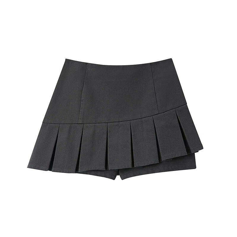 乐町设计感百褶短裙2024年春季新款深灰半身裙女C2GEE1210 深灰 M