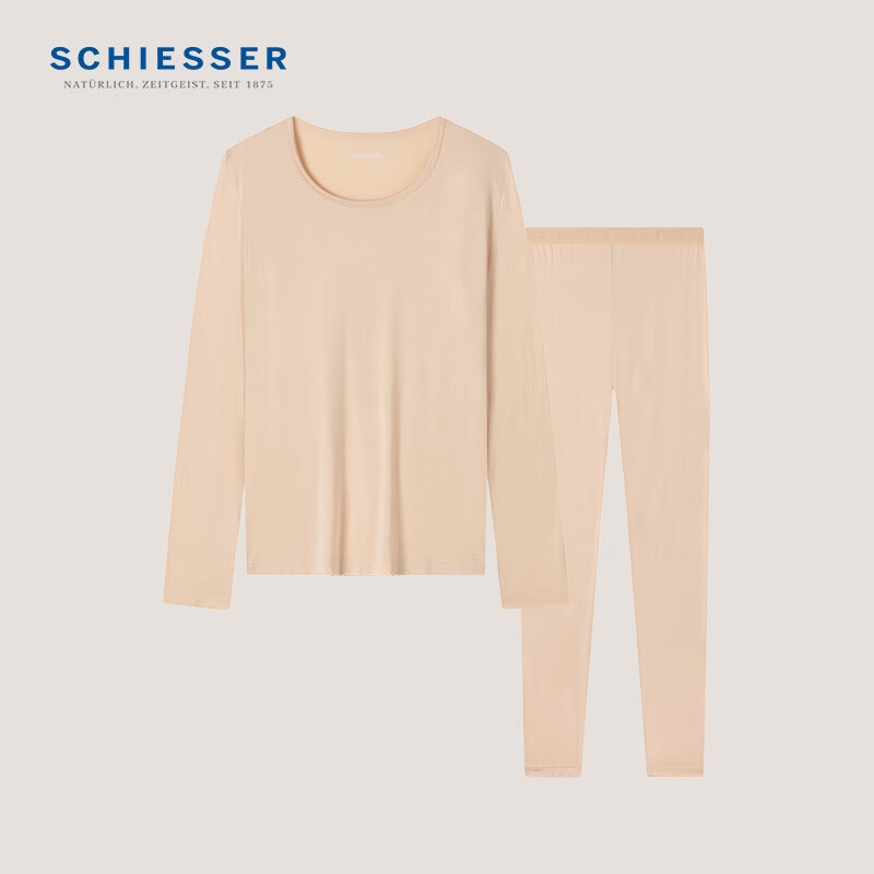 舒雅（Schiesser）女士3A抑菌美雅碧抗起球抗静电保暖秋衣秋裤套装40/19212W 肤色 XL 【65-70公斤】
