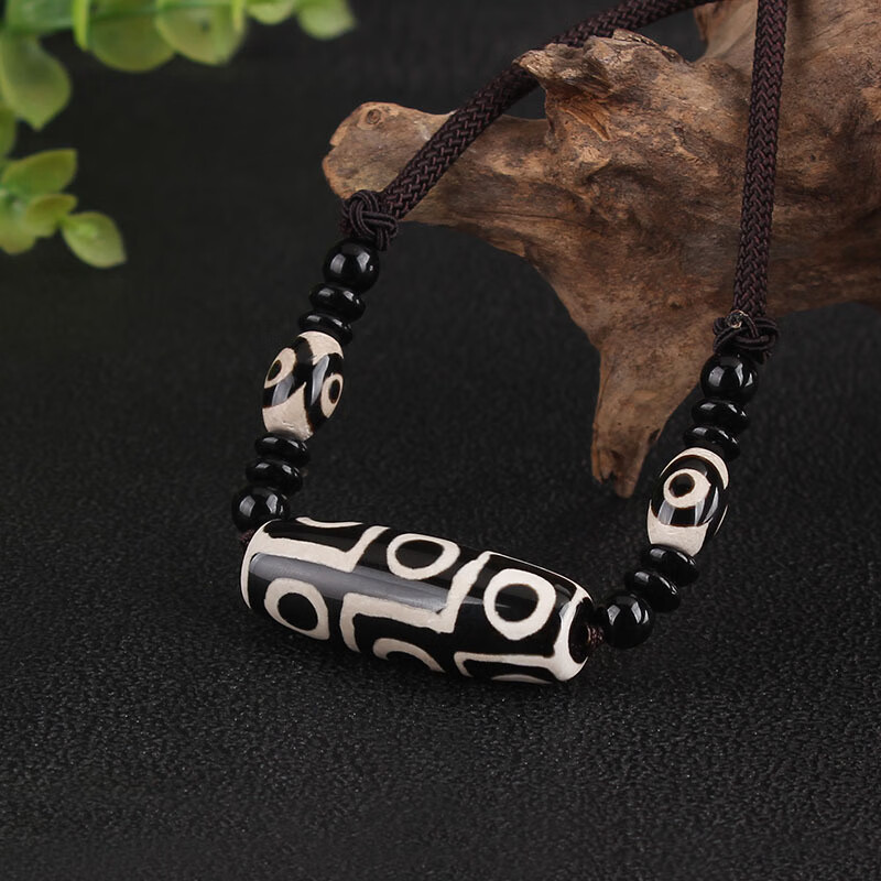 pure girl 民族风老九眼玛瑙天珠项链男女款毛衣链个性玉髓项链复古吊