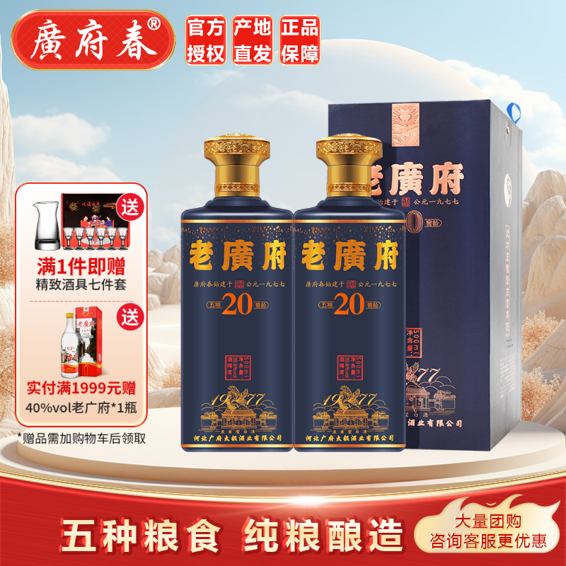 广府春五粮窖龄20老广府酒 浓香型白酒礼盒装粮食酒 邯郸永年特产 39.