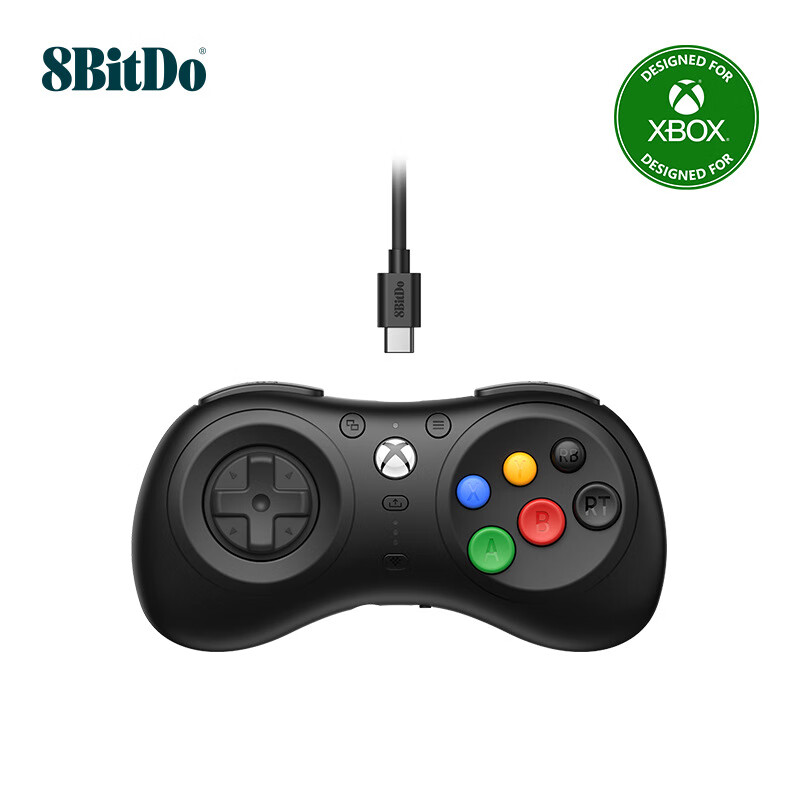 八位堂M30有线手柄Xbox版官方授权XboxSeriesOne电脑格斗游戏手柄 黑色