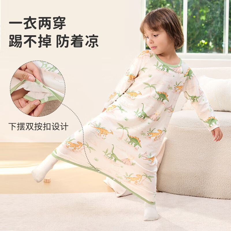 ibaby/英伦宝贝×Outlast儿童睡袍针织印花长袖恒睡裙连体衣四季款家居 冰湖天鹅 110 (偏大)