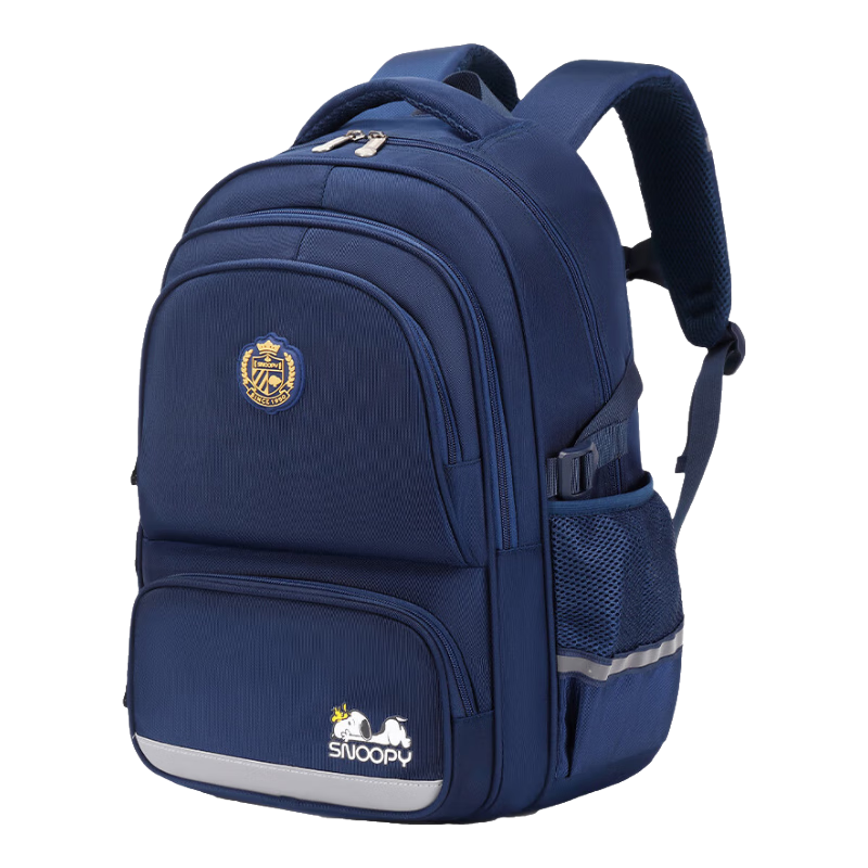 史努比（SNOOPY）小学生书包男孩学院风护脊减负1-4-6高年级儿童初中生双肩背包 蓝
