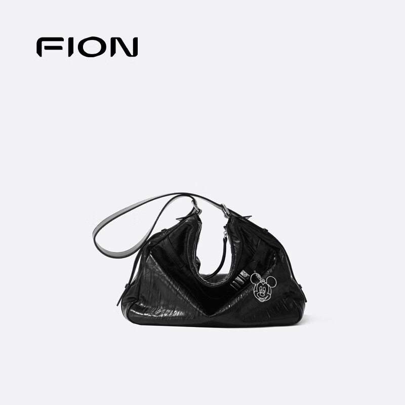 菲安妮女包2025新款流浪包百搭单肩斜挎包大容量托特包生日礼物 经典黑