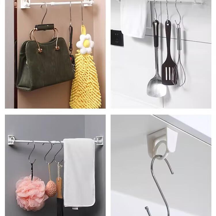 旋转环形挂钩免打孔强力粘胶无痕粘钩厨房卫生间专用多功能固定器 旋转挂环2对装