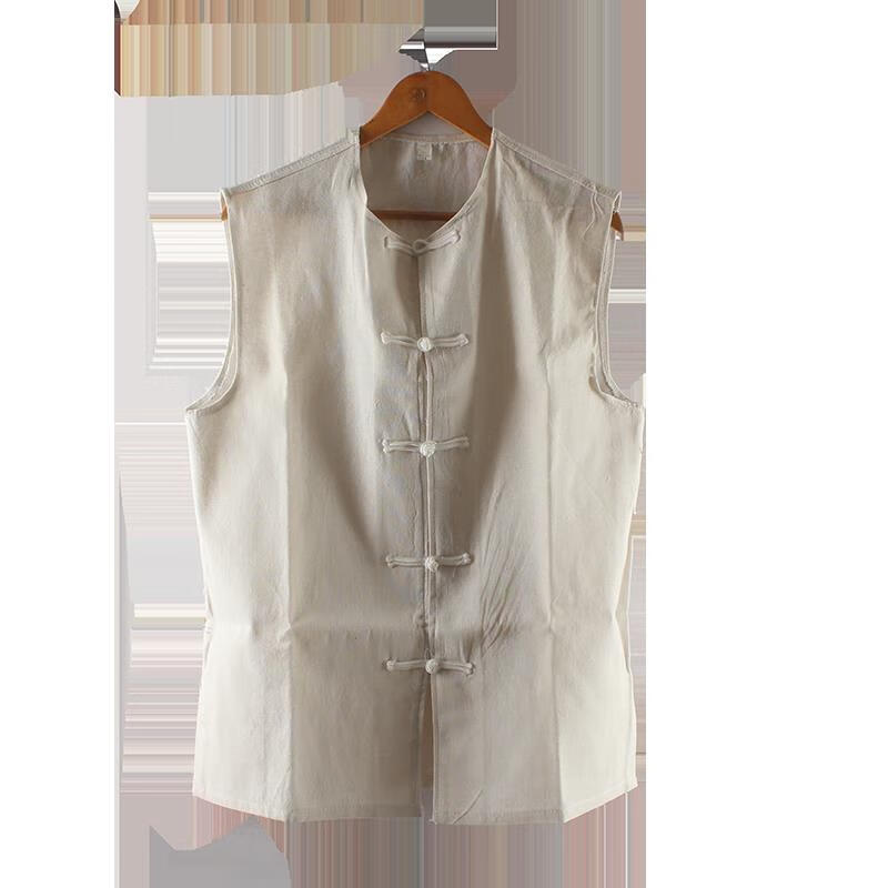 唯乐颂粗布中式马甲男复古盘扣背心传统马褂唐装演出老头衫古代坎肩