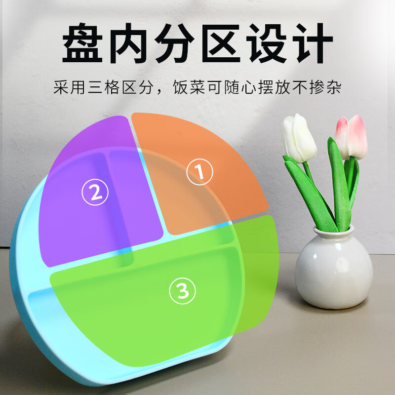 美物德品老人硅胶吃饭碗盘卧床病人吃饭吸盘碗残疾人辅助吃饭防摔防洒餐具 防洒碗蓝色(简装)