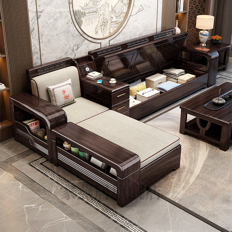 俱兢木头沙发客厅 实木沙发新中式紫金檀木沙发客厅大小户型现代简约