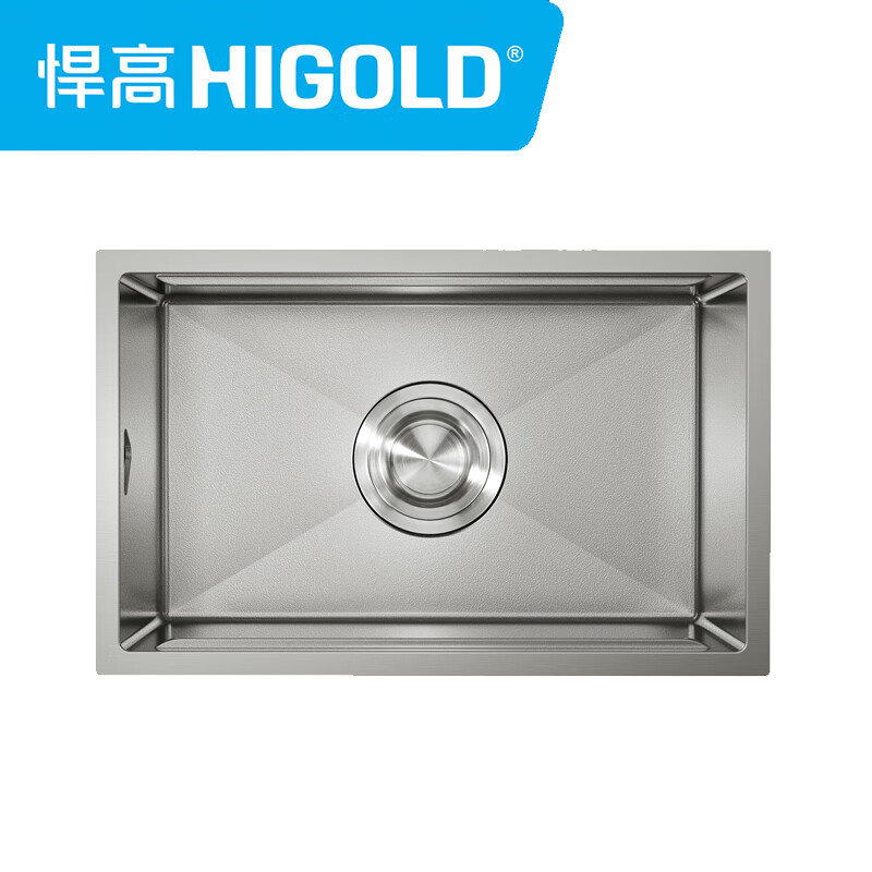 悍高(higold)纳米石纹手工水槽952398无孔不锈钢大单槽770x430x240