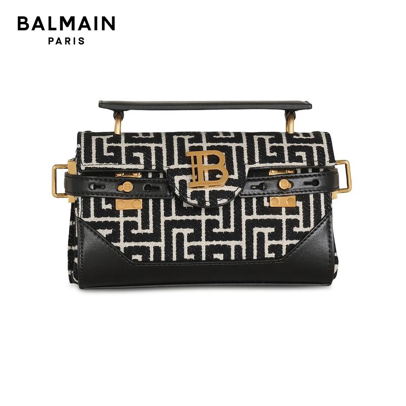 巴尔曼(balmain)七夕礼物 女士bbuzz19提花字母花押皮包 ivoire_noir