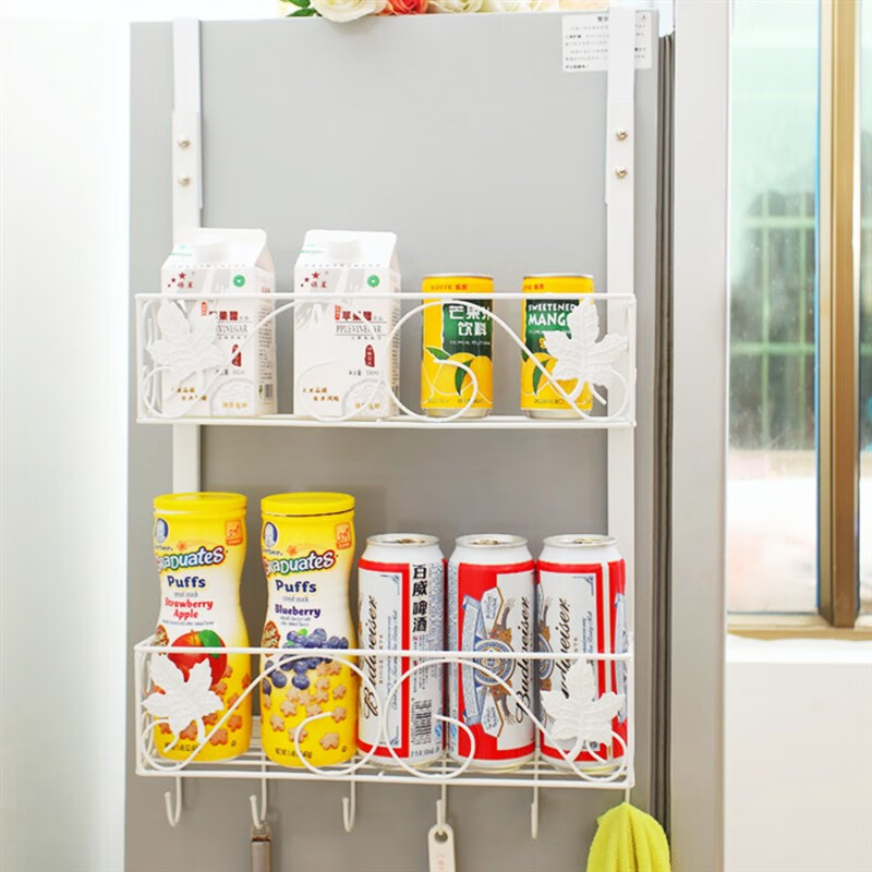 妙普乐冰箱挂件侧壁挂件 冰箱侧挂架侧壁挂钩置物篮储物架铁艺3层家用