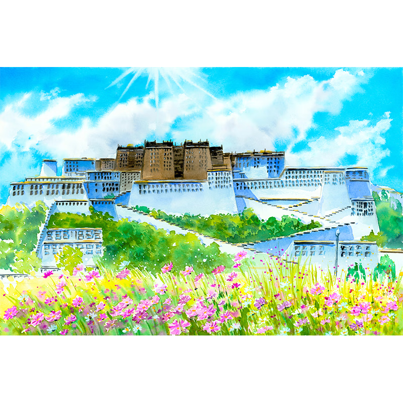 水彩布达拉宫(配大图) 1000片木质分区